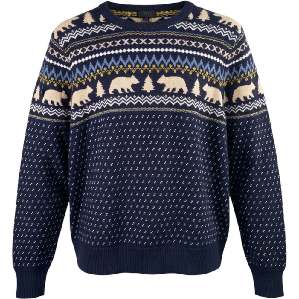 Magaschoni Bear Fair Isle Sweater‎ Mens Large Nordic Gorpcore Ski Heritage